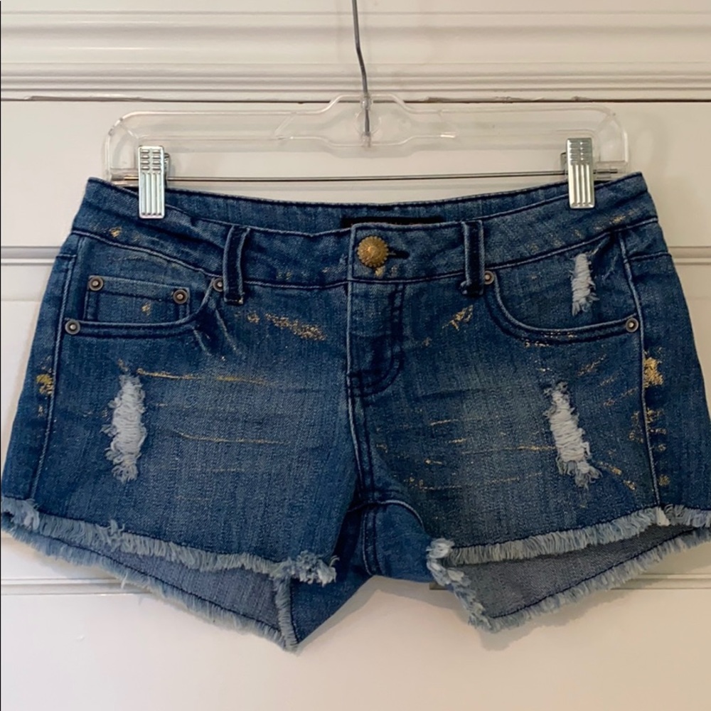 Material Girl Gold Paint Jean Shorts Size 5